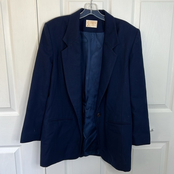 Pendleton Navy Blue Wool Single Button Blazer - Picture 3 of 5